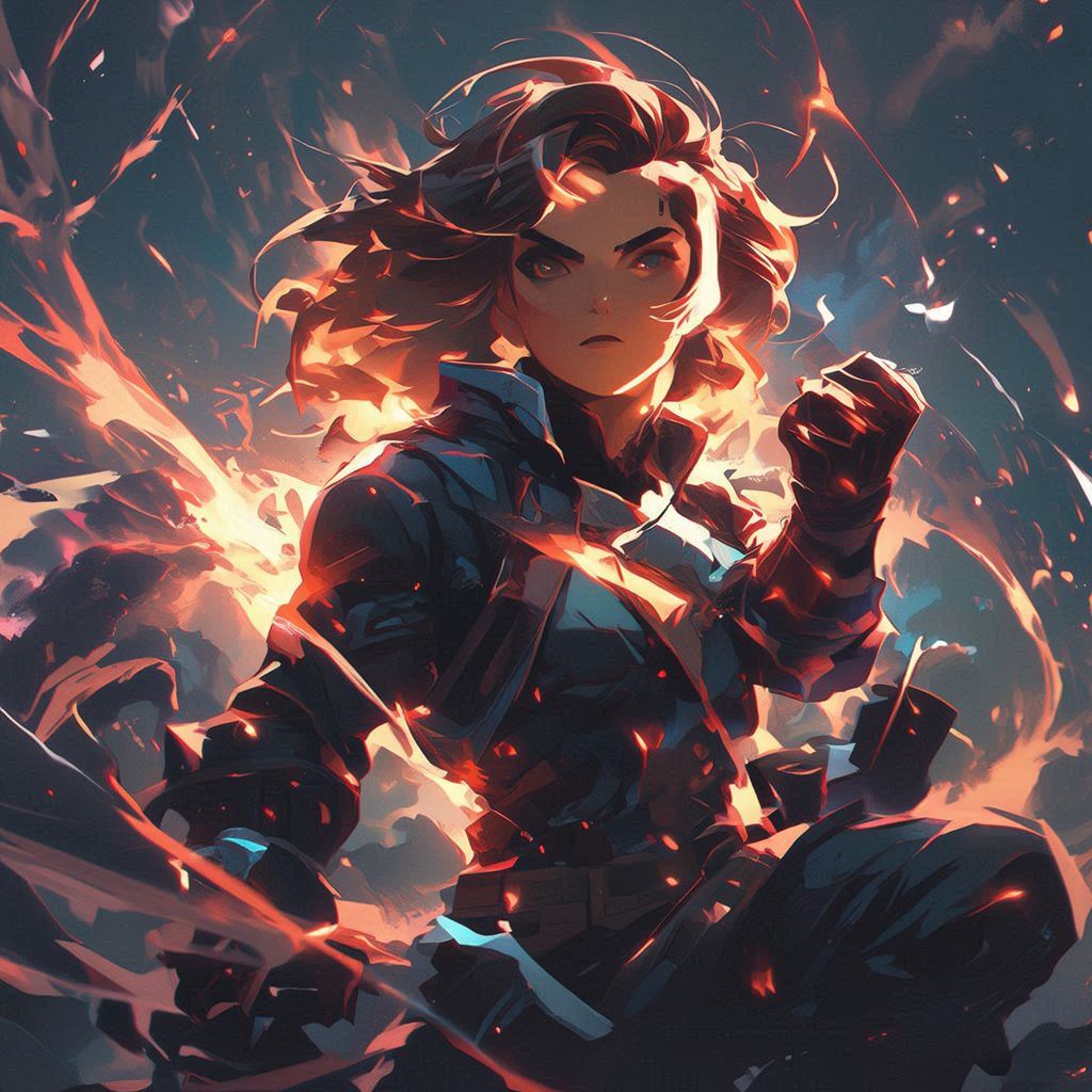 Create a heroic movie poster featuring an original stylized character, not a realistic human. Use a bold, dynamic pose with dramatic lighting and high‑contrast colors. Render the hero in a semi‑cartoon, anime‑inspired, or 3D stylized look with clear expressive features but no realism. Add swirling energy, glowing effects, or abstract power elements around them. Include an epic, atmospheric background. No references to any existing hero IP.。画像 3/4