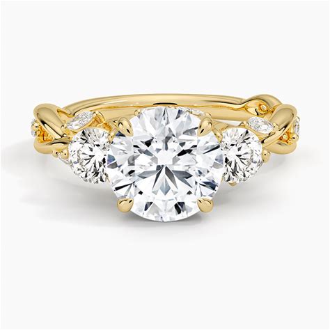 2 Ct. Lab Diamond Secret Garden Three Stone Diamond Engagement Ring (3/4 Ct. Tw.) - 18K Yellow Gold