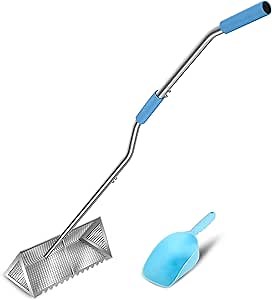 LOSTRONAUT Sand Flea Rake Pro, 52" Heavy Duty Beach Rake with Large 16" Basket, Sand Crab Catcher with Non-Slip Comfy Ergonomic Handle for Collecting Fleas, Shark Teeth, and Seashells - Beach Sifter