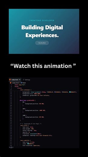 Frontend Developer Portfolio Animation HTML CSS Landing Page #coding #webdevelopment #programming