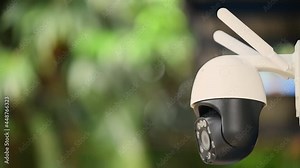 Hi technology 4G mini dome camera , IP wireless connection CCTV support motion detection and microphone is home security system concept.