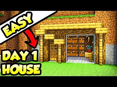 Minecraft Easy 5-Minute Day 1 House Base Tutorial (How to Build)