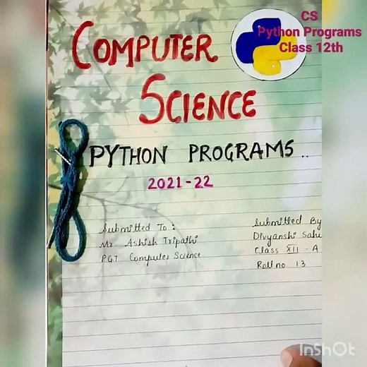 CS Python Programs Class 12th #project #file