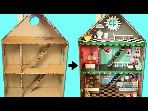 How to Make a Cardboard House with Rooms, Furniture & People | DIY Craft Ideas