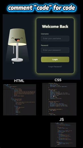 Animated lamp with login form use HTML | CSS | JS #JavaScript #html #css #animation #coding #ai #js
