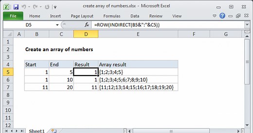Create array of numbers