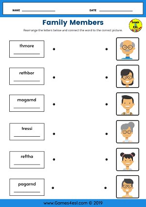 Family Worksheets | Free Printable Family Member Worksheets | Games4esl