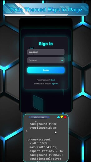 Techy Sign In Page using HTML #coding #css #html #javascript #engineering