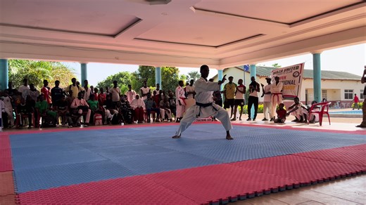 Another step forward for leadership through karate 💪🥋 Musa Camara, a dedicated BKC student, demonstrating Kata Shōchin with confidence and control. Busumbala Karate Club continues to lead the way in using karate to build discipline, leadership, and national development. 🇬🇲 #BKC #KarateDevelopment #ShocinKata #RaisingLeaders #BusumbalaKarate