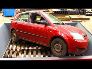 Massive Metal Shredder Destroys Car With Engine And Rikshaw | Extreme Crushing and Shredding machine