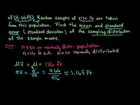 Mean and Standard Error of a Sampling Distribution of Sample Means