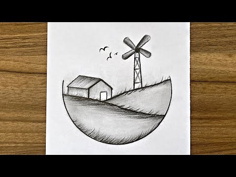 Scenery drawing for beginners || Easy drawings step by step || Easy drawing ideas for beginners