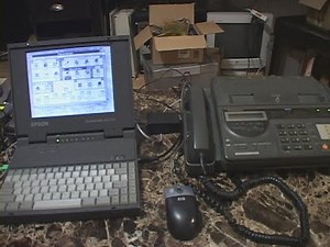 Using a fax machine as a printer, with a modem and simulated phone line