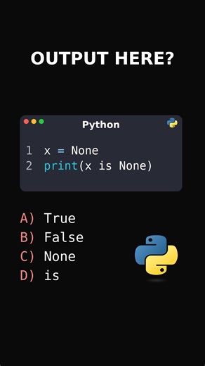 Can you solve this Python challenge? Test your Python skills and logical thinking with this short quiz. Leave your answer in the comments and check if you got it right. Subscribe for regular Python coding questions and improve your problem-solving abilities. These challenges are great for daily practice, coding interviews, and learning by doing. Run the quiz in your computer! . . . #PythonChallenge #LearnPython #PythonQuiz #CodingChallenge #PythonForBeginners #CodeNewbie #ProgrammingTips #CodePr