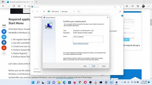 Required applications are not installed correctly - Windows Start Menu