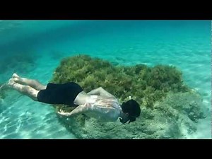 Underwater swim at nice beach