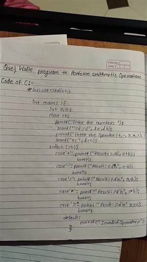 C code of arithmetic operation Using switch statement.