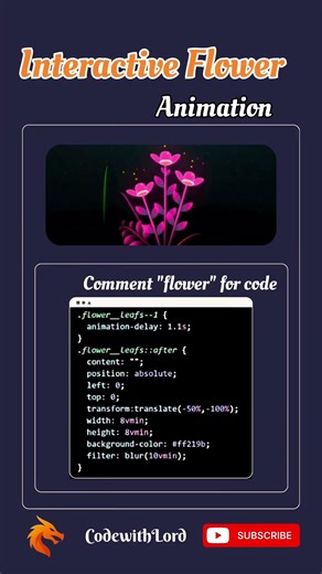 Interactive Flower Animation with HTML & CSS 🌸 | Pure CSS Creative Design | CodewithLord