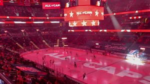 Here's a look inside Capital One Arena before the start of Washington's playoff game against the Boston Bruins. It's the first time fans have been to a playoff game at the arena since before the pandemic in 2019. https://bit.ly/2Rk7J0s | WUSA 9