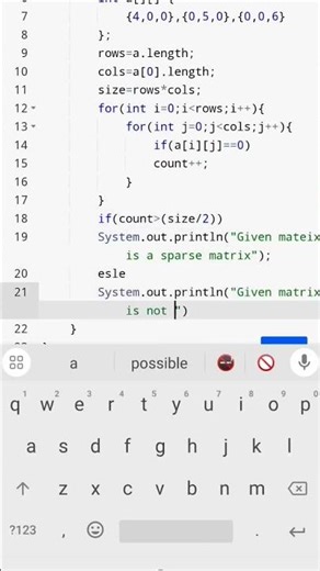 Java Program to Check Sparse Matrix | Easy Explanation Java DSA Matrix Program | Sparse Matrix Logic