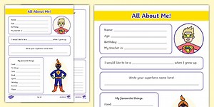 All About Me Worksheet