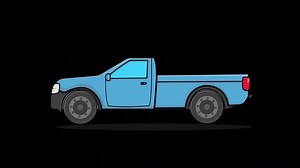 Animated Flat Design Blue Pickup Truck Loop