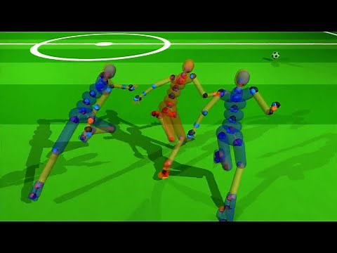 Watch DeepMind's digital humanoids learn to play soccer