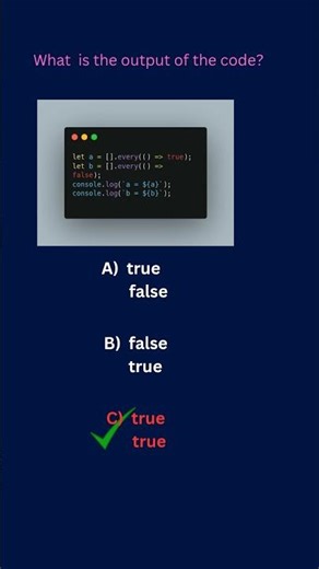 javascript interview question #Understanding .every() with an Empty Array #trending #viral #like