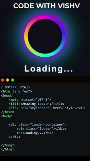 Creating Amazing Loading Loader Using HTML & CSS |#codewithvishv #coding #webdesign