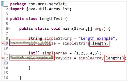 Java array size, length and loop examples