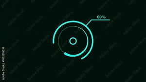 loading icon animation cyan color 84% circle. dark cyan color storage pie chart on dark cyan background.