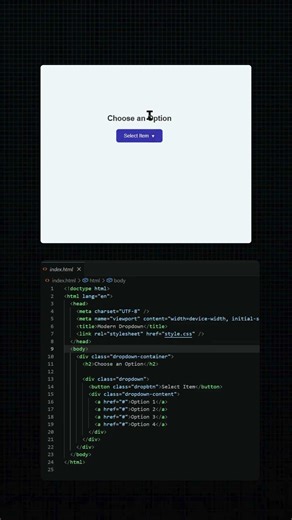 Create A Modern Dropdown Button by HTML + CSS || Code link in Description & Comment