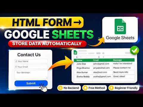 Store HTML Form Data in Google Sheets (No Backend and No Database) #html #htmlforms #googlesheets