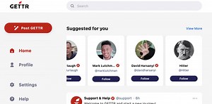 Team Trump's new social media platform is called "Gettr" and it's recommending that I follow Hitler