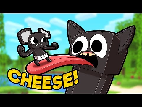 Baby Cartoon Cat Meets...CARTOON MOUSE! (Minecraft)