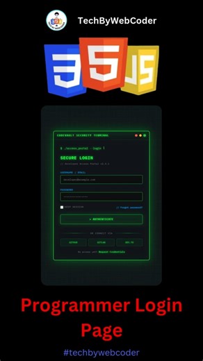 Day 09: How To Programmer-Themed Login Page Using HTML, CSS & JS (For Beginners)