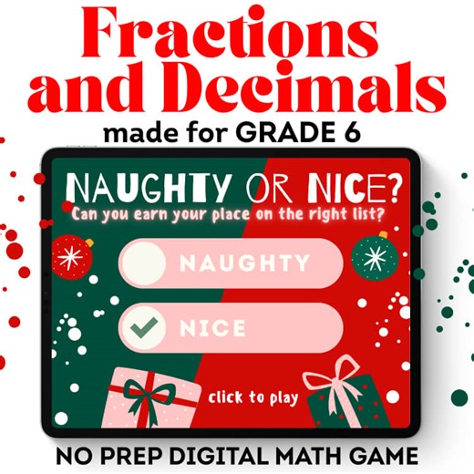 Christmas Math Worksheet 6th Grade Winter Themed Games Convert Decimals Fraction