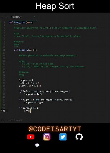 Heap Sort Code in Python | Sorting Algorithms | Python Coding Tutorial | Python Coding Interview